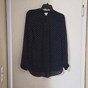 J. Crew Factory Navy Polka Dot Blouse